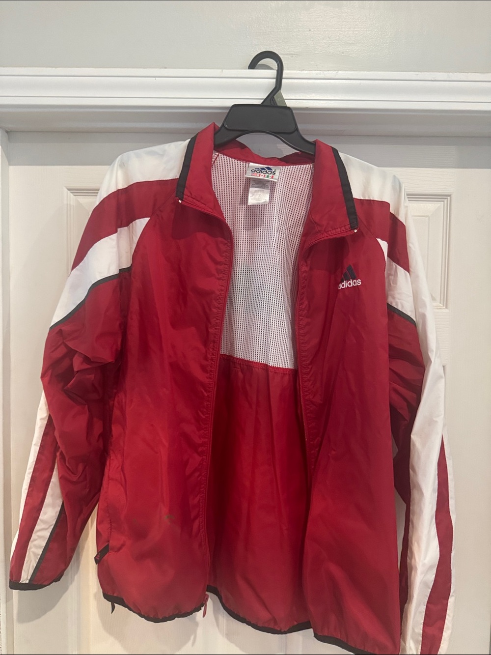 adidas Red and White Women's Bomber Track Jacket